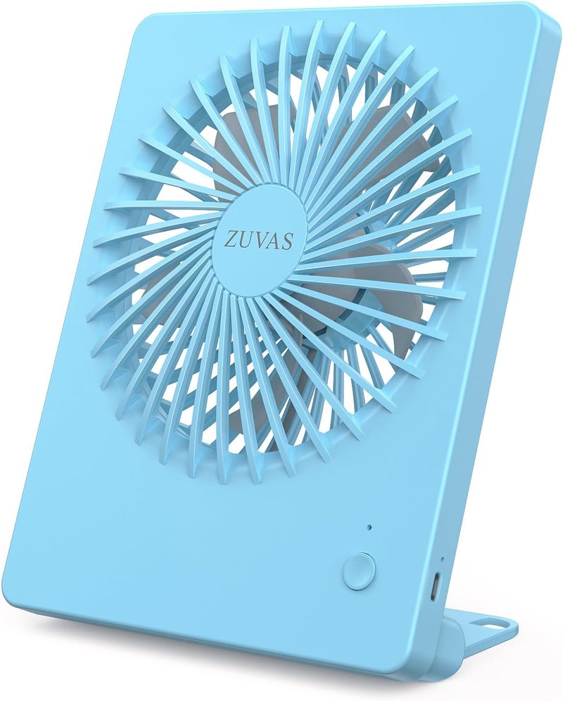 Zuvas Desk Fan Battery Operated Fan Rechargeable 180°Tilt Folding Personal Fan Ultra Quiet Small Portable 3 Speed Adjustable Strong Wind Fan For Office Bedroom Home Desktop Camping (Blue) - Image 1